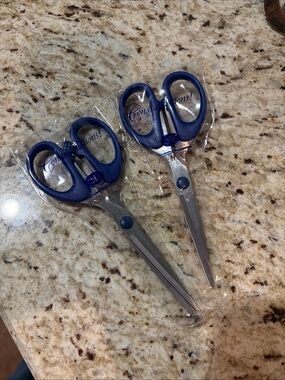 CREATIVE MEMORIES Blue-Handled CELEBRATION Stainless Steel Scissors - Set of 2